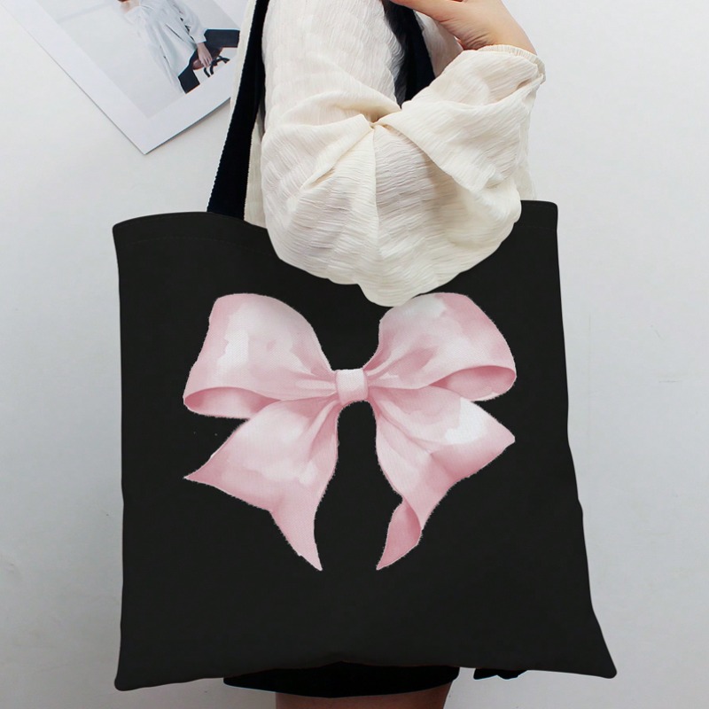 Canvas Tote Designer - ROMWE Kawaii Bow Patroon Canvas Schoudertas