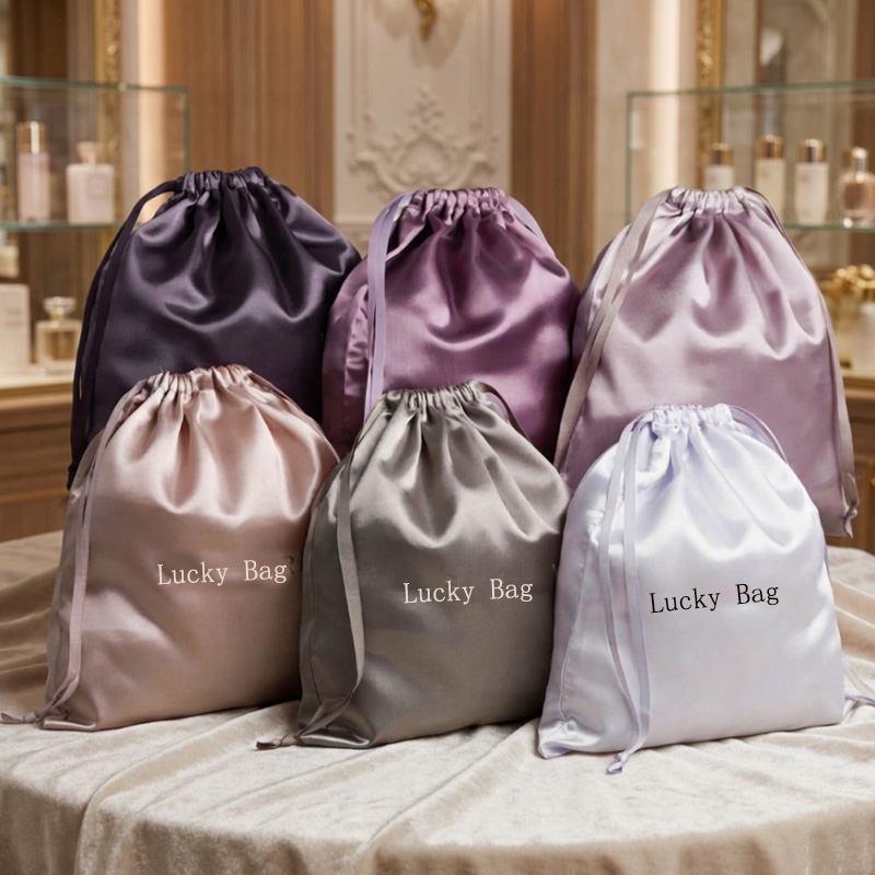 Luxury Bags Logo - Luxe lichtgewicht satijnen trekkoordtas met aangepast