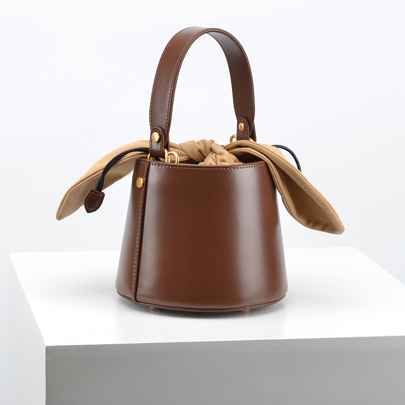 Bucket Bag Suede - Konijnenoren Veelzijdige emmertas Echt koeienhuid Hoge