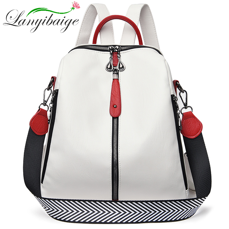 Luxury Bags White - Mode Rugzak Vrouwen Zacht Lederen Rugzak