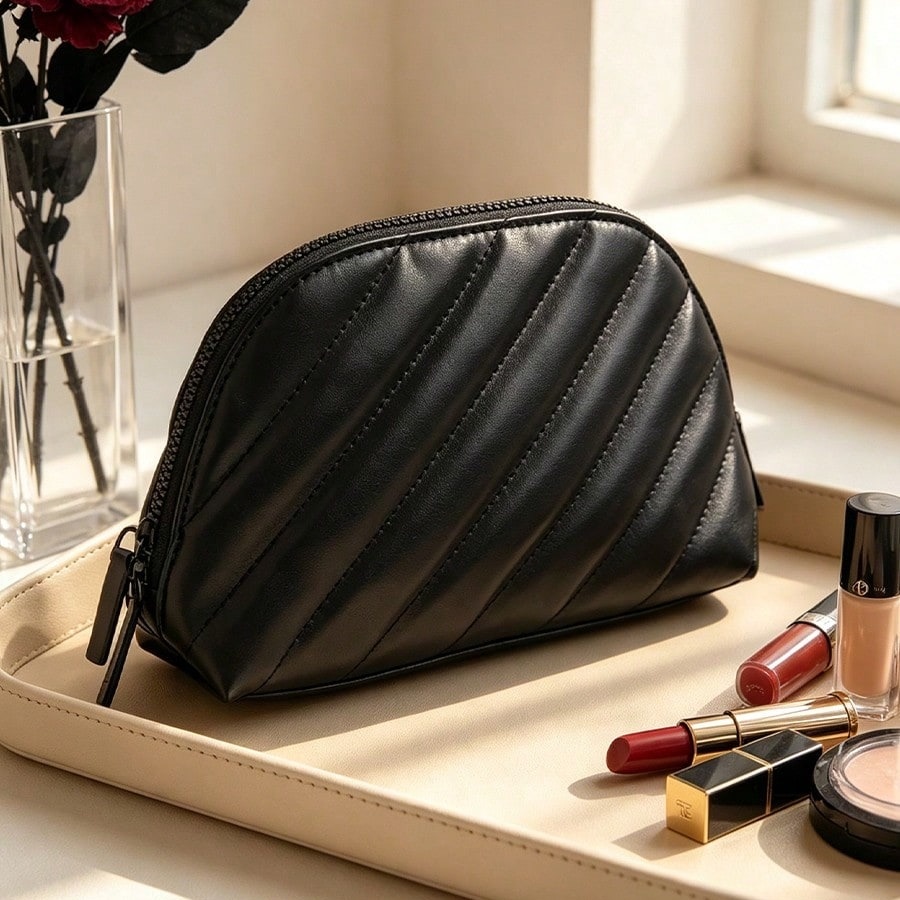 Luxury Designer Bags Ysl - YSL's tas, zwarte gewatteerde leren cosmetische