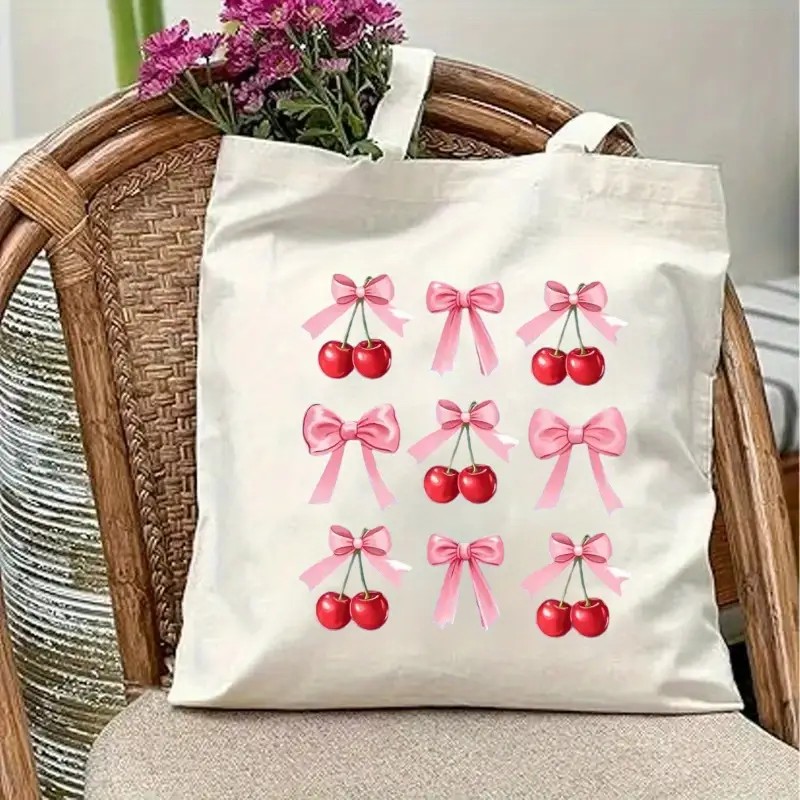Canvas draagtas met kersenstri - Canvas Tote Designer recensie en prijs