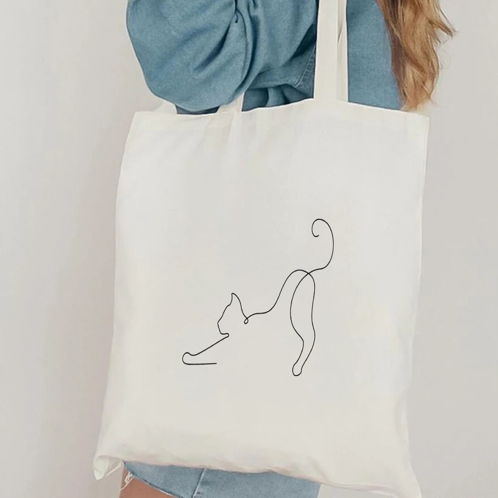Minimalistische Cat Line Art c - Canvas Tote Designer recensie en prijs