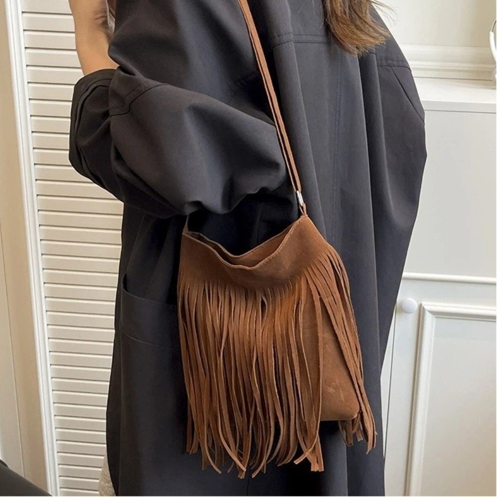 Vintage suède crossbodytas met - Bucket Bag Suede recensie en prijs